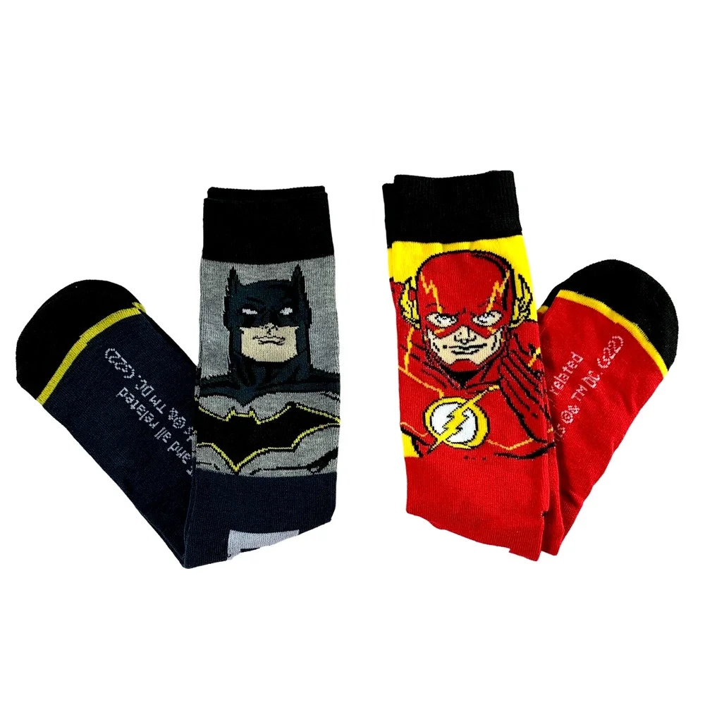DC Comics Justice League Socks Batman Flash‎ 2 Pr Crew Socks Mens Sz 8-12